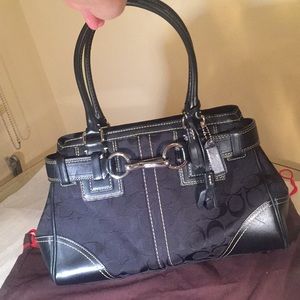 Coach black handbag with silver hardware